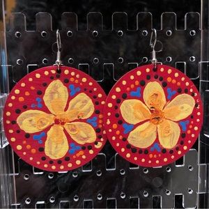 Hand painted wooden earrings